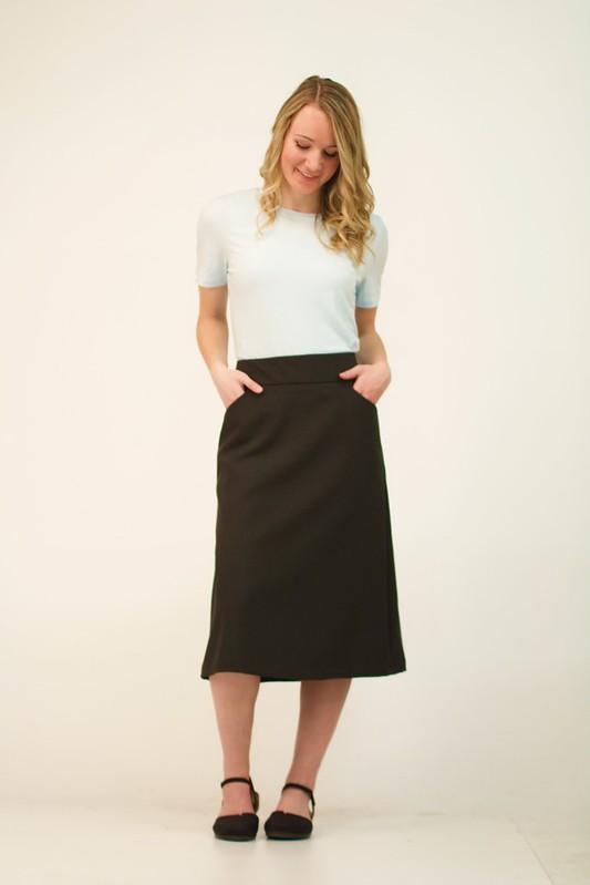 Poly/Wool Jasmine Skirt Charcoal