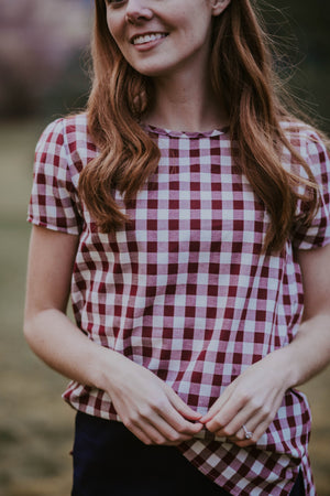 Edyn Clothing Avery Top Cranberry Gingham