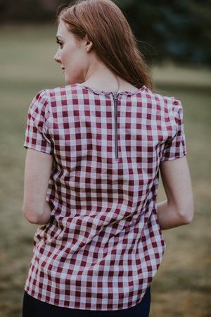 Edyn Clothing Avery Top Cranberry Gingham